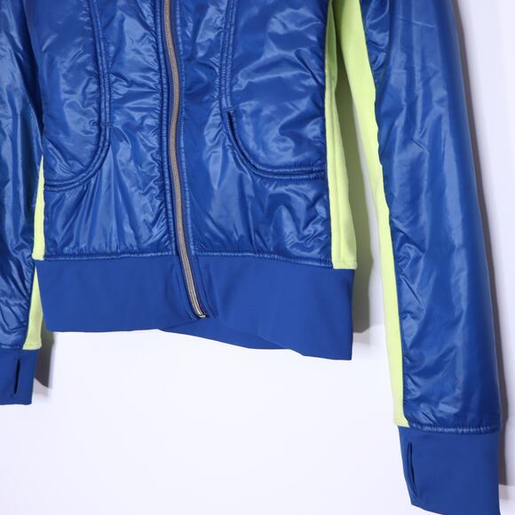LULULEMON Uba Hoodie Lux Jacket Blue Citron Full Zip Quilted Lined Women's 4 - Picture 3 of 8